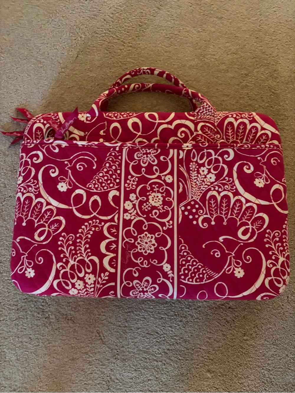 Vera Bradley Raspberry Pink Floral Quilted Laptop Bag